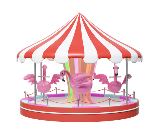 Carrossel de flamingos  3D Illustration