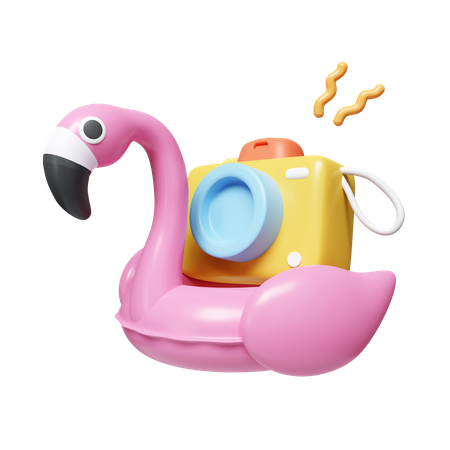 Flamingo Ring And Camera  3D Icon