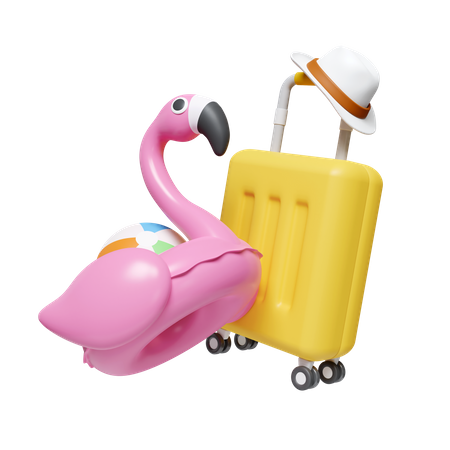 Flamingoring und Gepäck  3D Icon