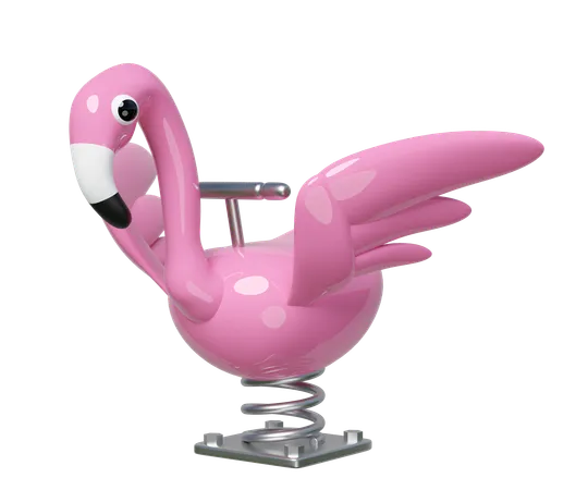 Playground Flamingo Spring Rider Isolated 3 D Render Illustration 3D Illustration