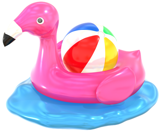 Flamingo swim ring on water  3D Icon
