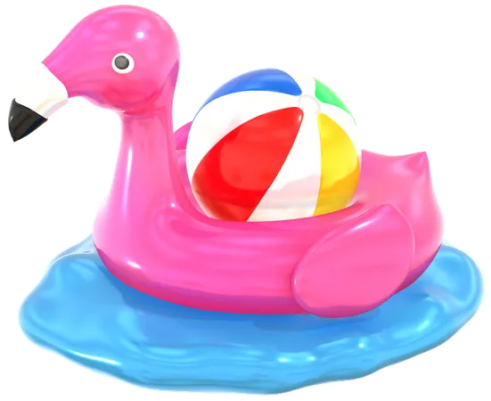 Flamingo swim ring on water  3D Icon