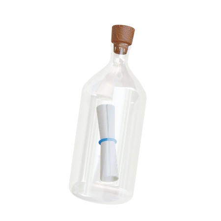 Brief in der Flasche  3D Icon