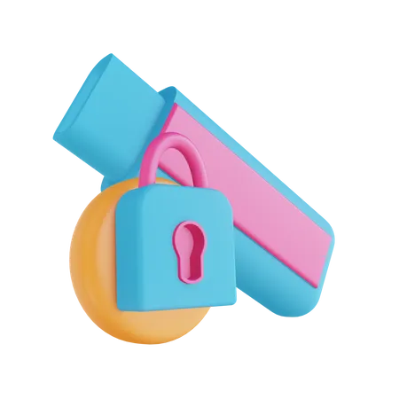 Flash disk security lock  3D Illustration