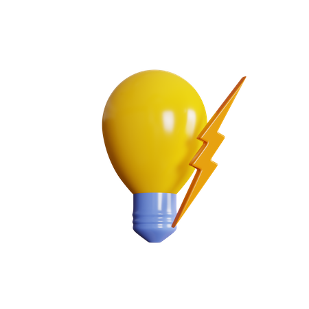 Flash lightning idea bulb 3D Icon