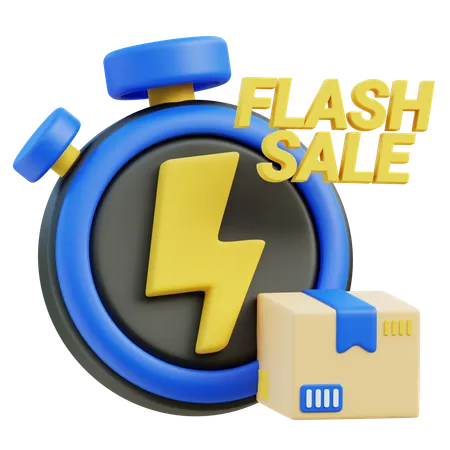 3 D Render Of Flash Sale Concept With Stopwatch And Package Icon 3D Icon