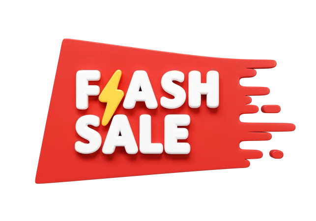 3 D Flash Sale Shopping Icon For Social Media And Website Special Offer Flash Sale Campaign Or Promotion Icon Isolated On White Background 3 D Rendering Illustration Clipping Path 3D Icon