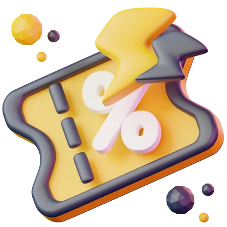 Flash Sale Discount Coupon  3D Icon