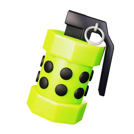 Cute Cartoon Flashbang Grenade Combat Weapon In Black And Green Tone Police Bandit And Military Weapon Defense Help Option Against Enemy Aggressor Anti Terrorism Action 3D Icon