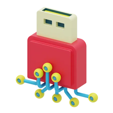 Pendrive 3 D Icon Represented By Storage Memory With Usb Head 3D Icon