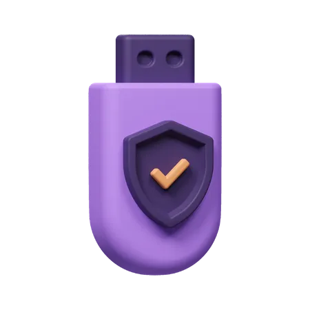 Flashdisk Protection 3 D Icon Design 3D Icon