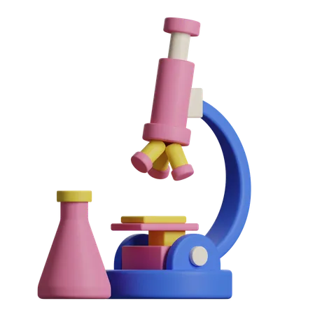 Flask and Microscope  3D Icon