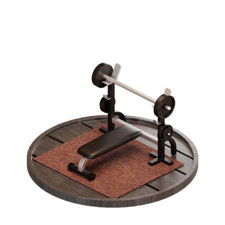 Flat Bench Barbell  3D Icon