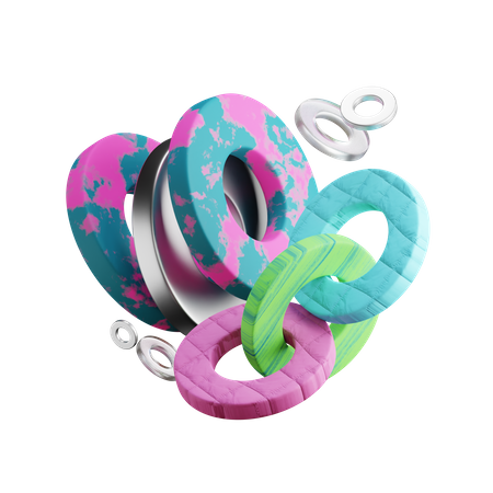 Flat Donut Rings  3D Icon