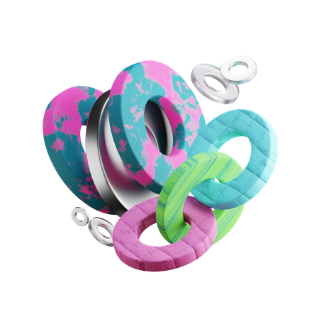 Flat Donut Rings 3D Illustration