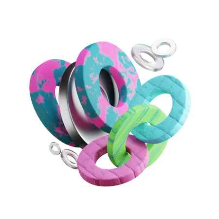 Flat Donut Rings 3D Icon