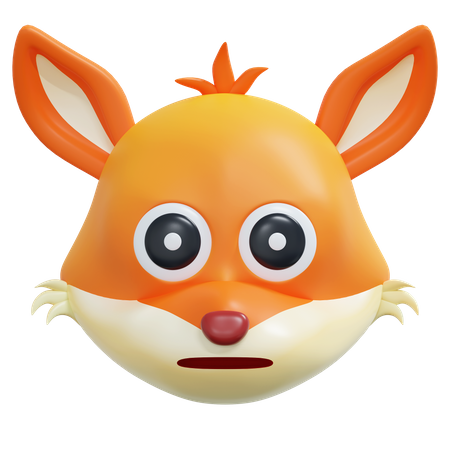 Flat Face Fox Emoticon  3D Icon