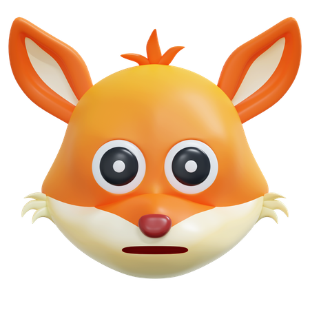 Flat Face Fox Emoticon  3D Icon