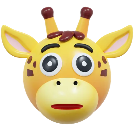 Flat Face Giraffe Emoticon  3D Icon