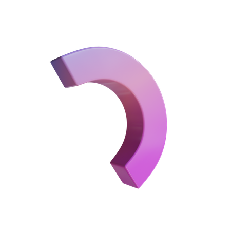Flat Half Donut  3D Icon