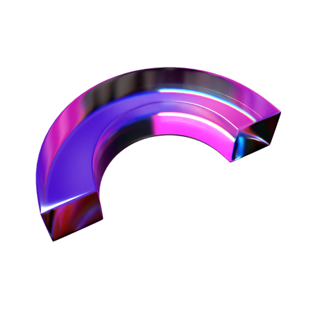 Flat Half Donut  3D Icon