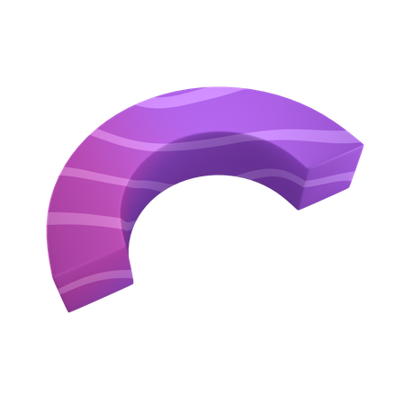 Flat Half Donut  3D Icon
