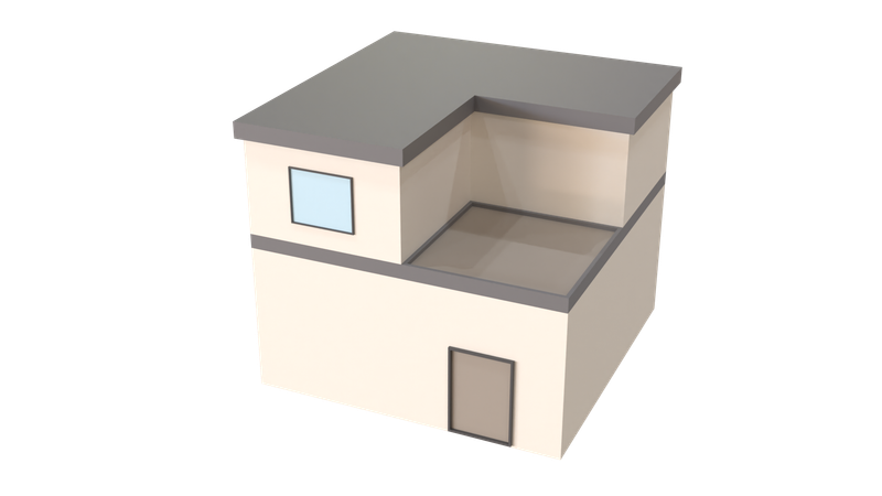 평지붕 집  3D Icon