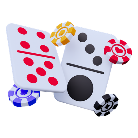 Flaying Domino Dice and Chips  3D Icon