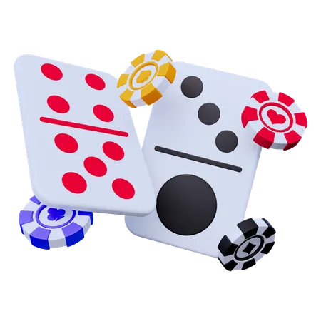 Flaying Domino Dice and Chips  3D Icon