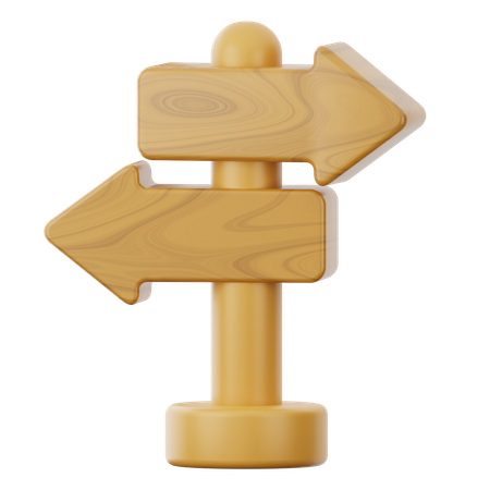 Dirección de la señal de flecha de madera  3D Icon