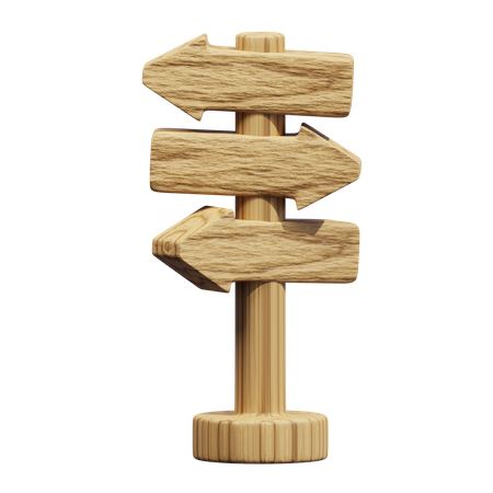 Dirección de la señal de flecha de madera  3D Icon