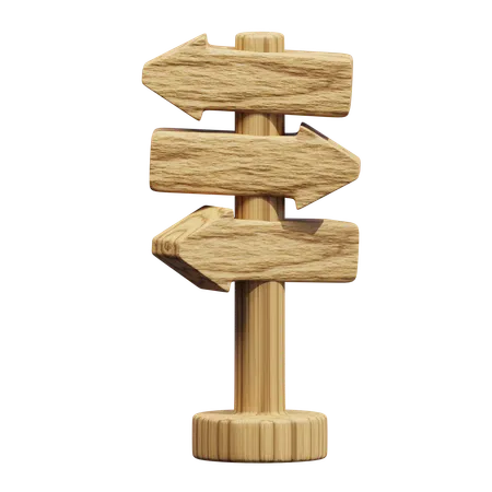 Dirección de la señal de flecha de madera  3D Icon