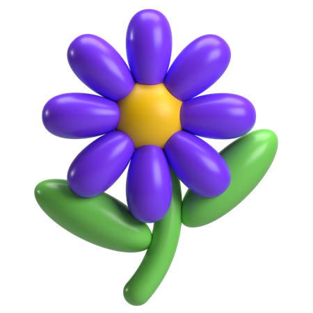 Fleur avec feuille  3D Icon