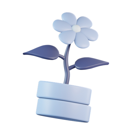 Fleur avec pot de monnaie  3D Icon