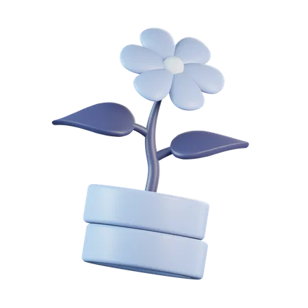 Fleur avec pot de monnaie  3D Icon