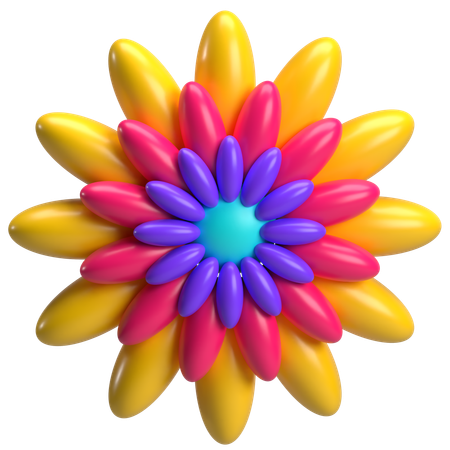 Fleur colorée  3D Icon