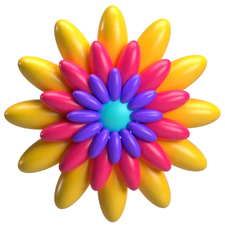 Fleur colorée  3D Icon