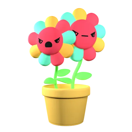 Fleur en colère  3D Illustration