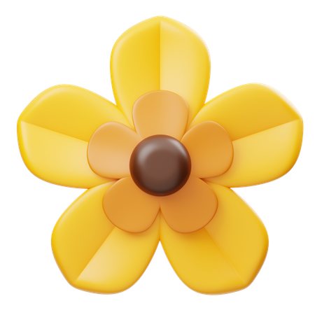 Fleur jaune marron  3D Icon