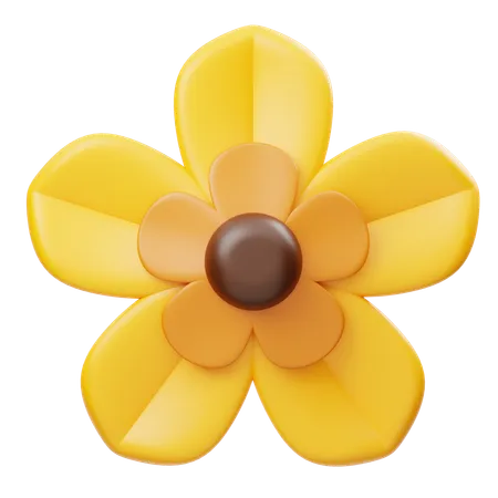 Fleur jaune marron  3D Icon