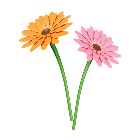 Fleur orange et rose  3D Icon