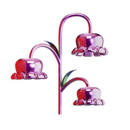 Fleur rose métallisé  3D Icon