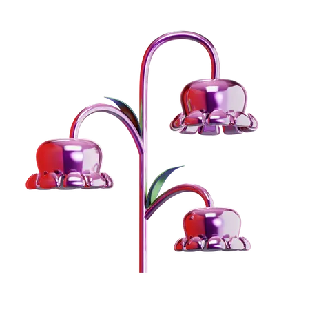 Fleur rose métallisé  3D Icon