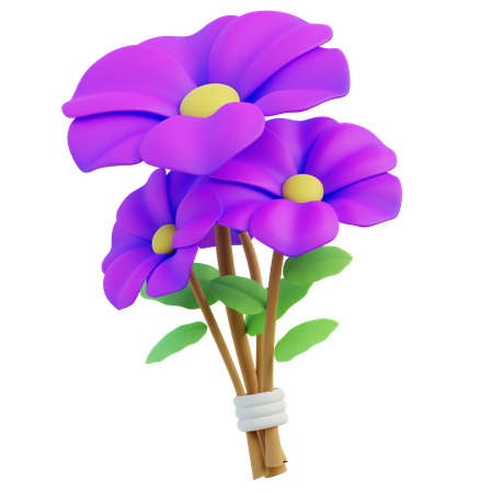 Fleurs d'hibiscus violet  3D Icon