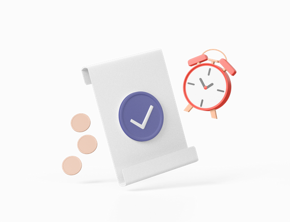 Flexible Bill With Clock  3D Icon