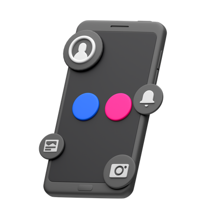 Flickr On Smartphone  3D Icon