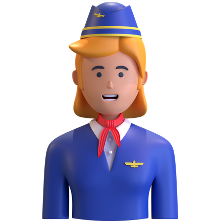 Flight attendant 3D Illustration