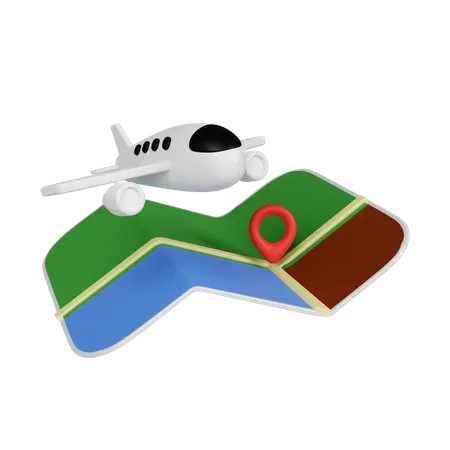 3 D An Air Plane And Folded Map And Location Pin Isolated Minimal Navigation Icon Icon Isolated On White Background 3 D Rendering Illustration Clipping Path 3D Icon