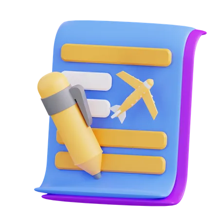3 D Illustration Of Airplane Flight Schedule 3D Icon
