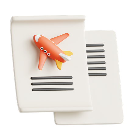 Flight Ticket  3D Icon